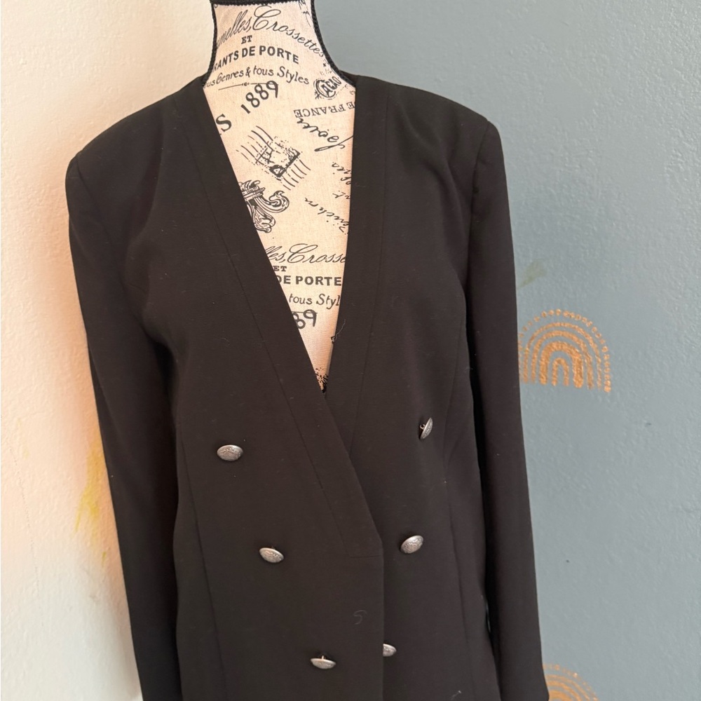 Forever 21 Classic Black Blazer with Metallic Buttons